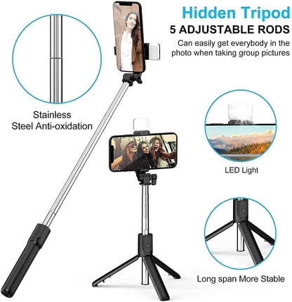 3-in-1 Extendable Selfie Stick with Tripod & Bluetooth Remote